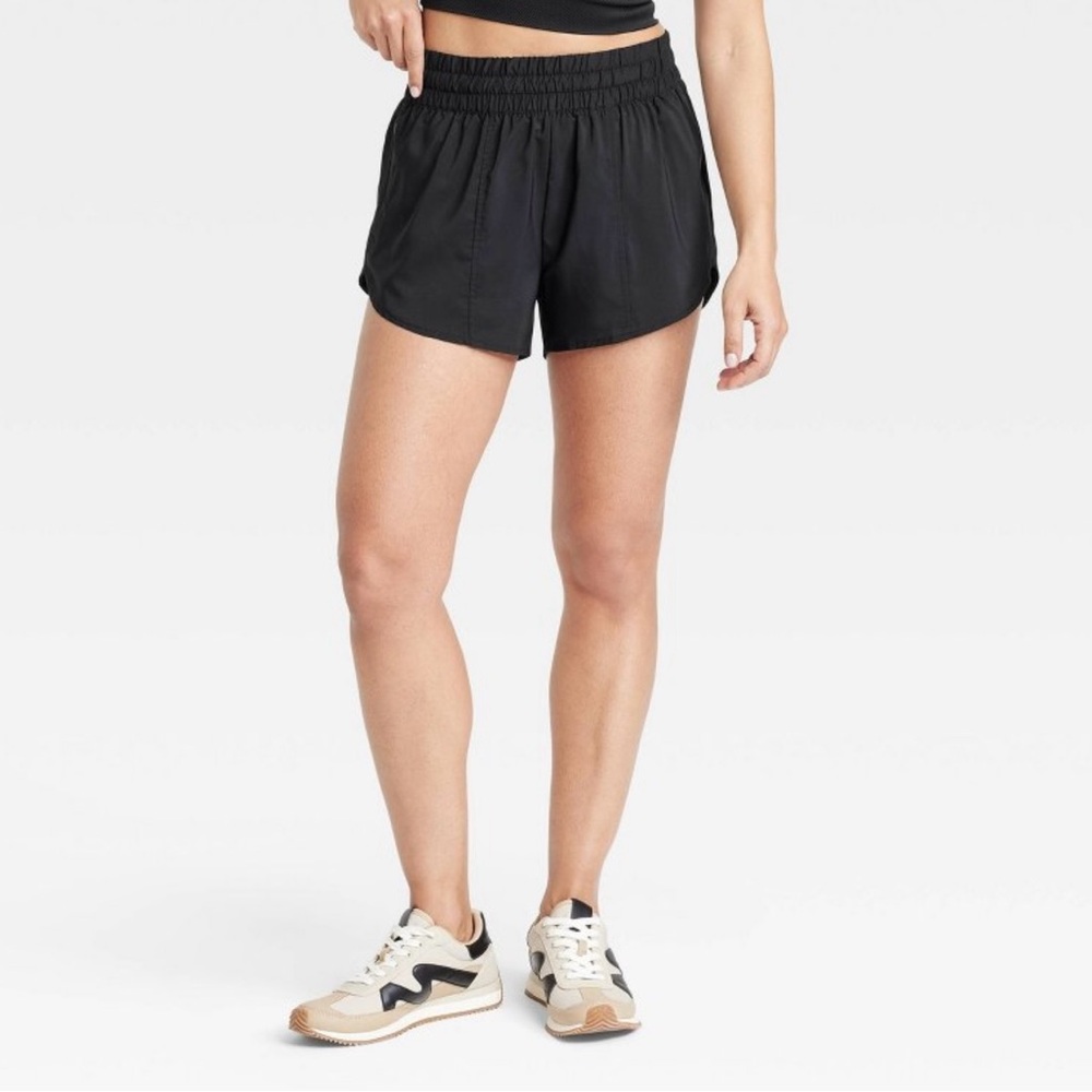All In Motion Women's Woven Mid-Rise Run Shorts 3" Inseam All In Motion Black S